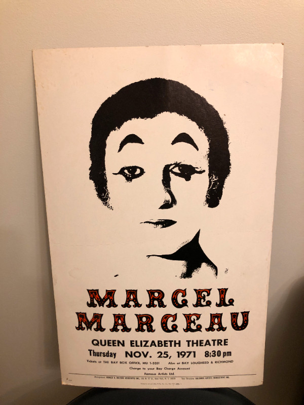 Marcel Marceau - Queen Elizabeth Theatre - Vancouver -1971 in Arts & Collectibles in Vancouver