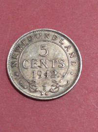 XF 1942 Newfoundland George VI five cents .925 silver KM#19 WWII