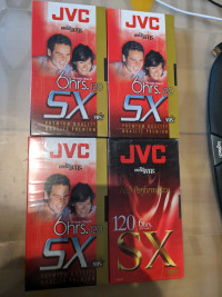 Four JVC VHS tapes, sealed