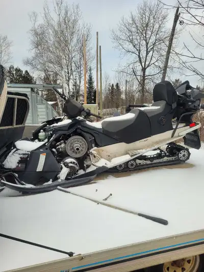 Rev XP chassis skidoo grand touring being parted out. Hit a stump hard to where it tore the left fro...