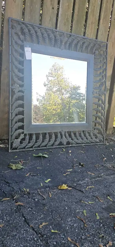 Decorative mirror with metal border, View more