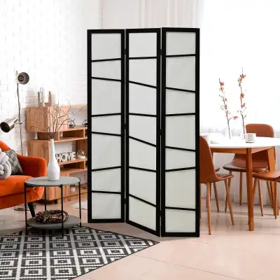 5.6ft Folding Room Divider, 3 Panel Wall Partition with Wood Fra, View more