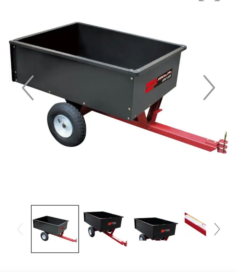 Pending Steel dump cart for behind garden tractor or atv Lawnmowers