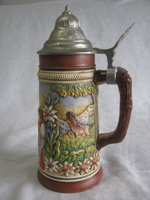 Vintage Lidded Beer Stein (W. Germany):