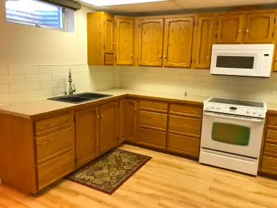 Bright and very Spacious, partially furnished 1 bedroom basement suite with plenty of storge. Shared...