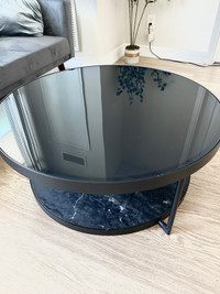 Beautiful round glass coffee table for sale