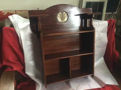 English Arts and Crafts Wall Bookshelf Signed, 1900, View more