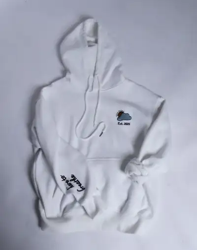NEW Soft Serene White Graphic Pullover Hoodie Custom Cloud Sweat, View more