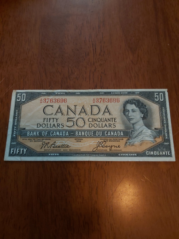 B of C 1954 $50 Bill Devils Face Beattie-Coyne A/H 3763696 in Arts & Collectibles in Saint John