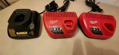 2 Milwaukee 12V Lithium Ion Battery Chargers Selling For $30 Each DeWalt 7.2V-14.4V Battery Charger...