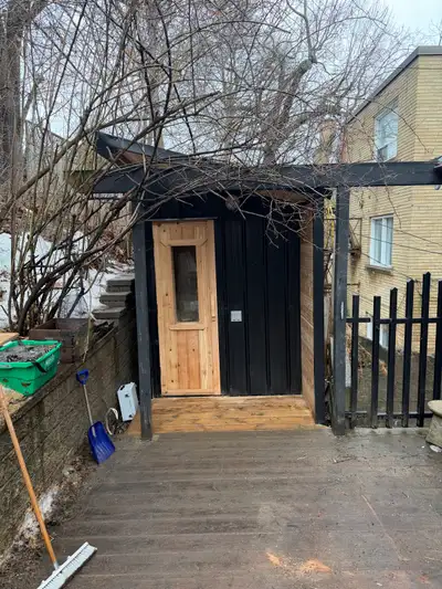 AWSHEDS, custom outdoor saunas, built using our welded steel shed system and finished as a true, ins...