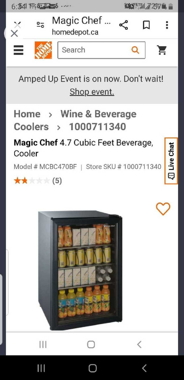 Small see through Bevarage Cooler Magic Chef. 4.7CF in Refrigerators in City of Toronto - Image 2
