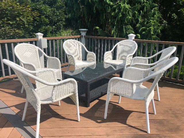 Set of 6 white wicker style durable resin PATIO CHAIRS | Patio & Garden  Furniture | Markham / York Region | Kijiji