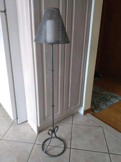 Heavy wrought iron candle stand, View more