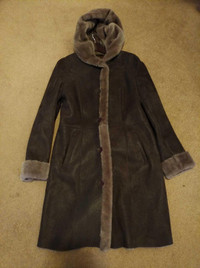 2 BRAND NEW long brown DANIER Leather sheepskin coats, jackets
