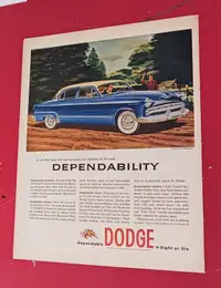 VINTAGE 1953 DODGE CORONET V8 SEDAN ORIGINAL CAR AD - RETRO 50S