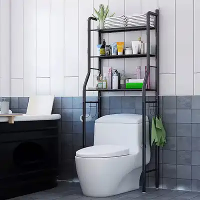 3 Tier Black Metal Bathroom Storage Organizer Shelf Over Toilet , View more