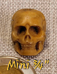 6 Mini crânes d'os bovin. Mini bovine bone carved Skulls.