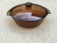 Anchor Hocking brown glass casserole dish