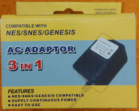 NEW NES SNES GENESIS AC Adaptor 3 in 1