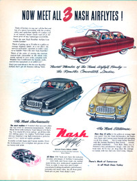 1950 full-page magazine ad for Nash Airflyte Automobiles