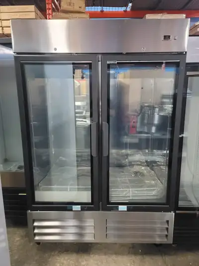 Brand New 54" Stainless Steel Double Glass Door Refrigerator, View more
