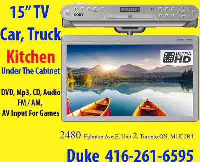 LCD TV Monitor Under Cabinet 15.6 inch Swivel Drop Down Kitchen (CAR / TRUCK / VAN) TV with Built-In...