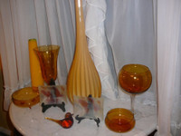 Superbe ensemble d'accessoires de décoration, verre Murano ambre