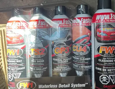 This is a new, unused, sealed pack of detailing products. The pack includes: - 2 Cleaning Wax bottle...