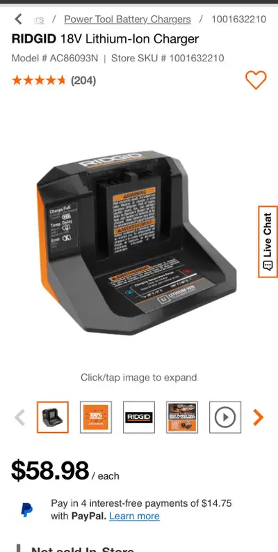 Ridgid battery charger, View more