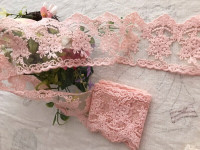 3.15" x 1 yd Lace Trim Embroidered Floral Mesh Pink
