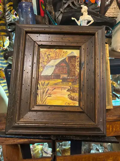  Rustic Cabin Landscape Painting – Signed CML ’82 , View more