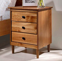 3-Drawer Solid Wood Nightstand in Caramel