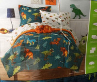 8Pc Mainstays Kids Dinosaur Bed-in-a-bag  (Double )- New