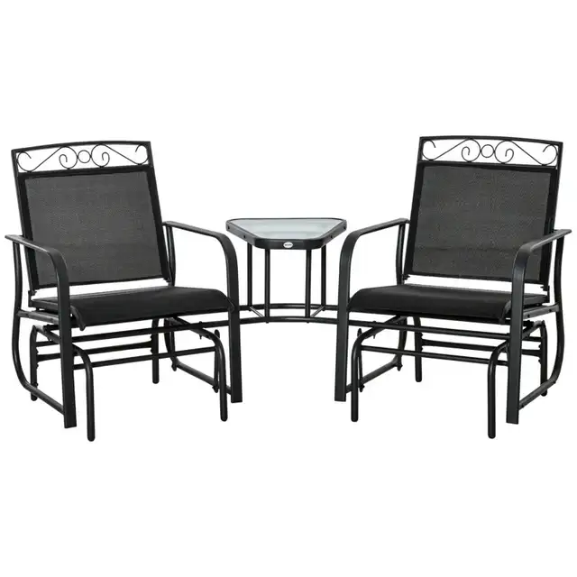 Outdoor Glider Bench with Coffee Table, Patio 2-Seat Rocking in Patio & Garden Furniture in Markham / York Region - Image 3