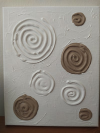 Acrylic textured painting abstract geometric circles spirals