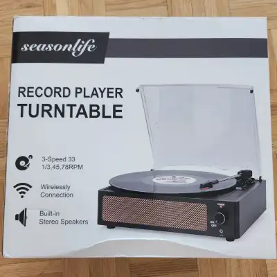 Turntable, NEW in box, see photos, $40 firm. Vinyl Record Player with built in speaker, Wireless Pla...