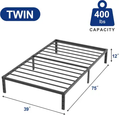 NEW Metal Platforms Bed Frames Twin Size,  No Box Spring Needed, View more