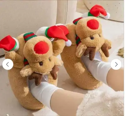 New Onmygogo Fuzzy Winter Animal Christmas Moose Slippers, View more