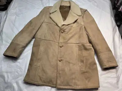 London Fog Maincoat jacket men 50 Lambskin sterling collar , View more