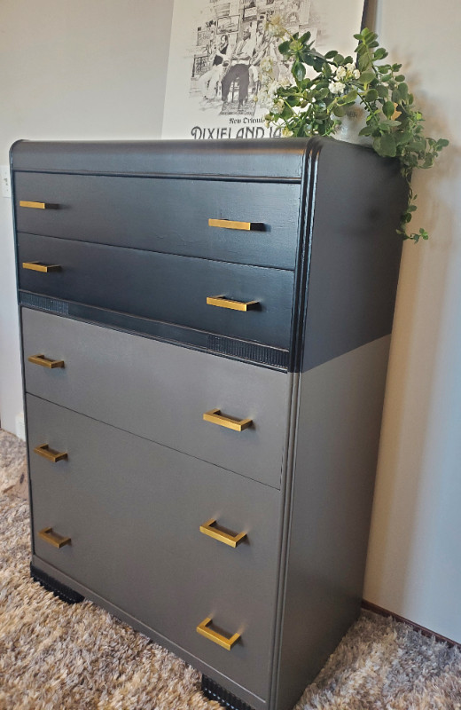 Sold Refinished Antique 5 drawer waterfall dresser Dressers