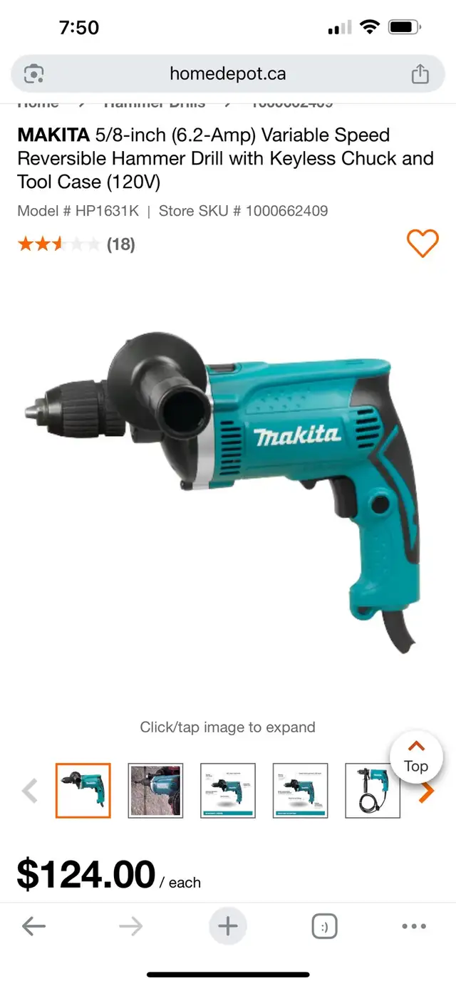 MAKITA 5/8-inch (6.2-Amp) Variable Speed Reversible Hammer Drill in Power Tools in Markham / York Region - Image 4