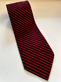 Vtg 70s Milano Silk Necktie Neck Tie Red Black Diagonal Stripe 5