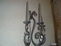 NICE PAIR OF WROUGHT IRON CANDLE WALL SCONCES