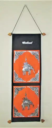 Thai Handmade Fabric Hanging Storage Metal Elephant Style Décor