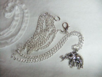 New Silver Elephant on a silver curb chain necklance