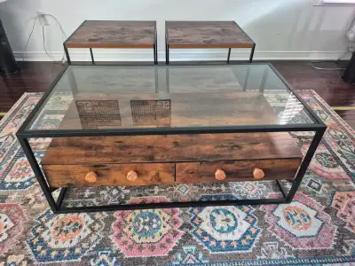 Wooden Coffee Table + Side Tables, View more