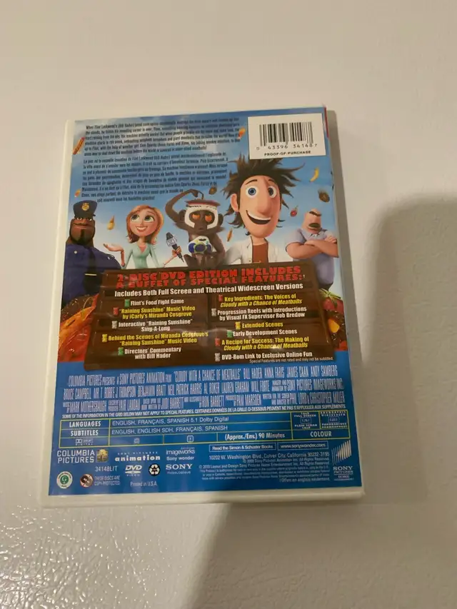Cloudy with a chance of Meatballs - DVD in CDs, DVDs & Blu-ray in Ottawa - Image 3