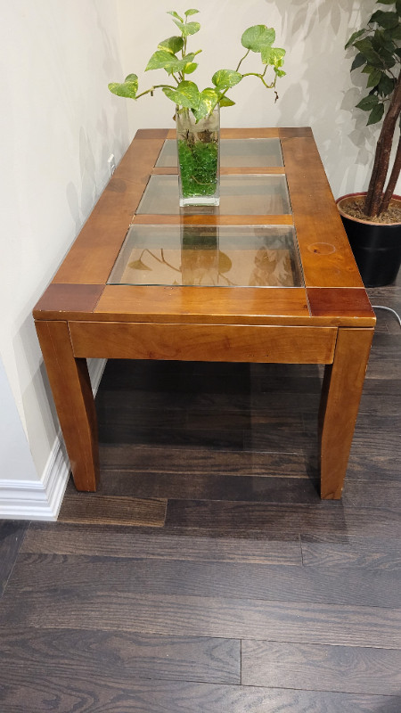 Coffee Table - Solid Wood and Glass in Coffee Tables in Mississauga / Peel Region - Image 2