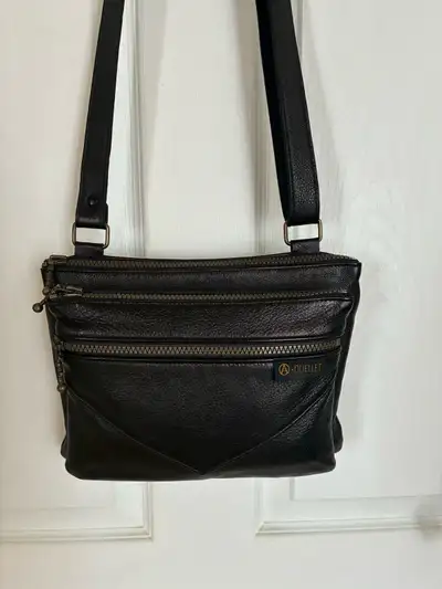 Andre Ouellet black leather crossbody bag, View more
